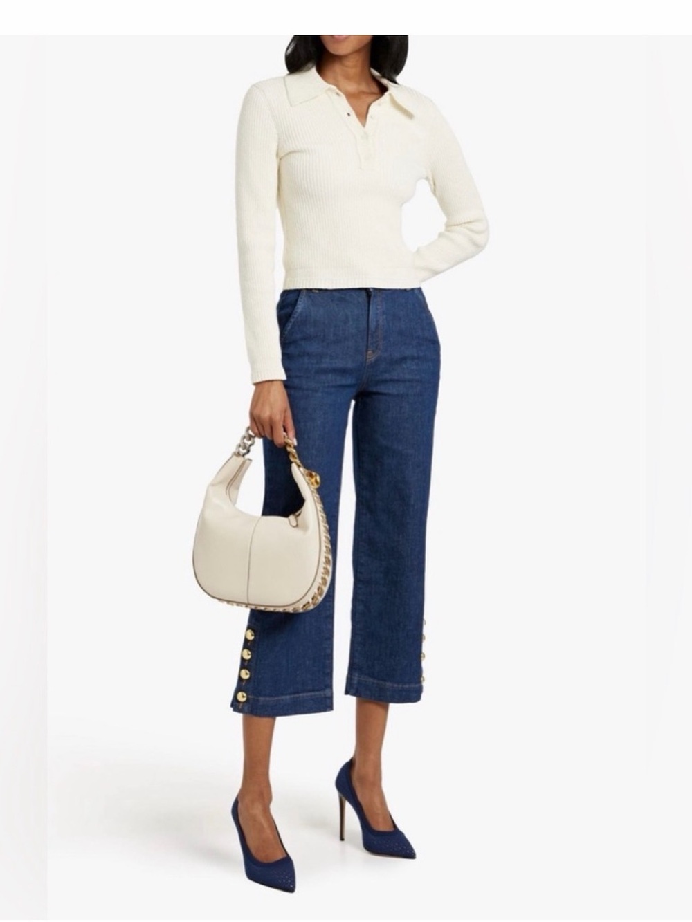 SIMKHAI Hyra Buttoned Vent Cropped Jeans - Picture 2 of 5